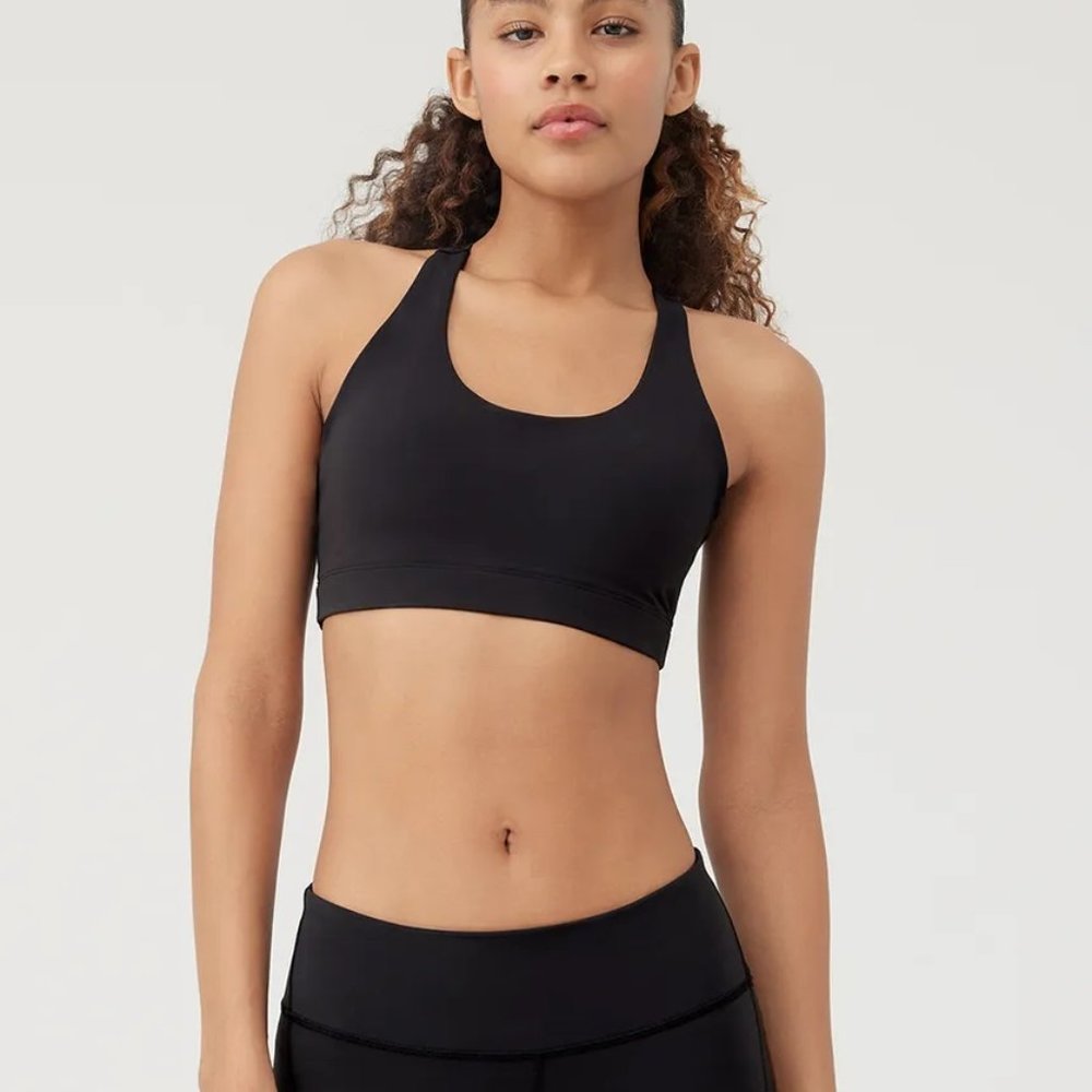 OUTDOOR VOICES All Time Racerback High Compression Padded Sports Bra (XS, Black)